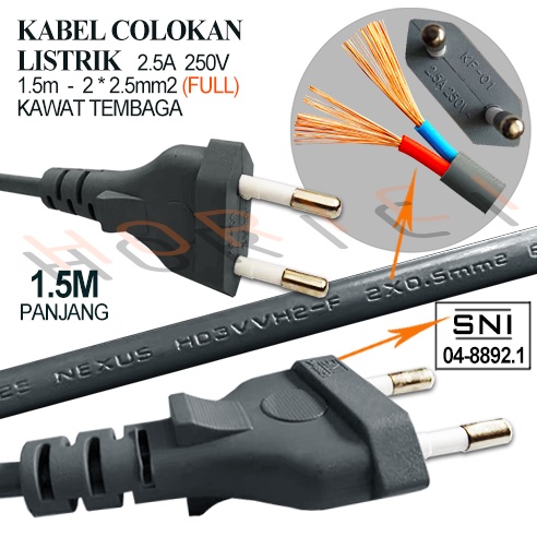 STOP KONTAK GEPENG 2/3/4 LUBANG DANKABEL-1.5MTER MINAL KUNINGAN / COLOKAN LISTRIK