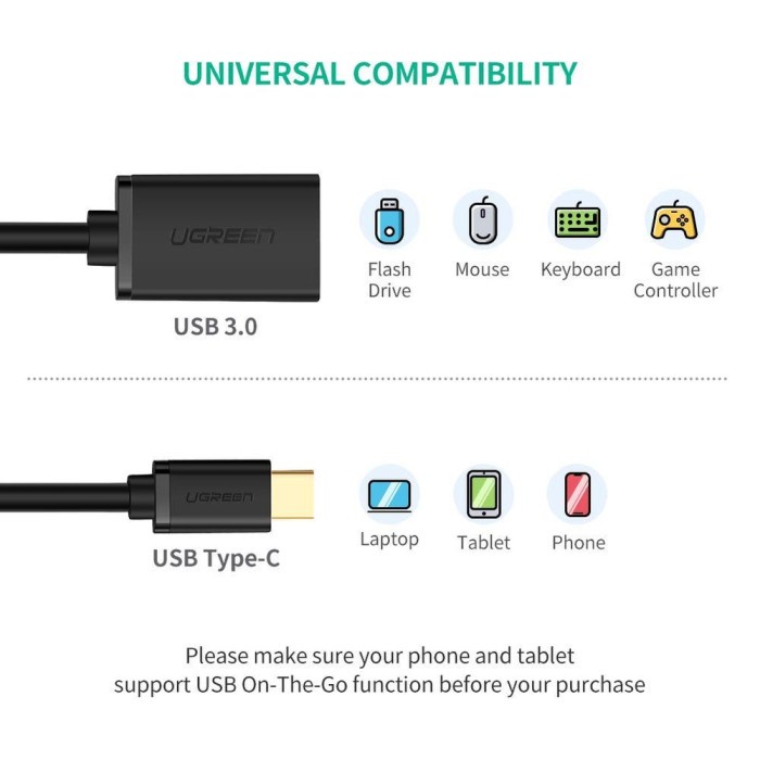 UGREEN Adapter OTG USB-C (M) to USB 3.0-A (F) - US154