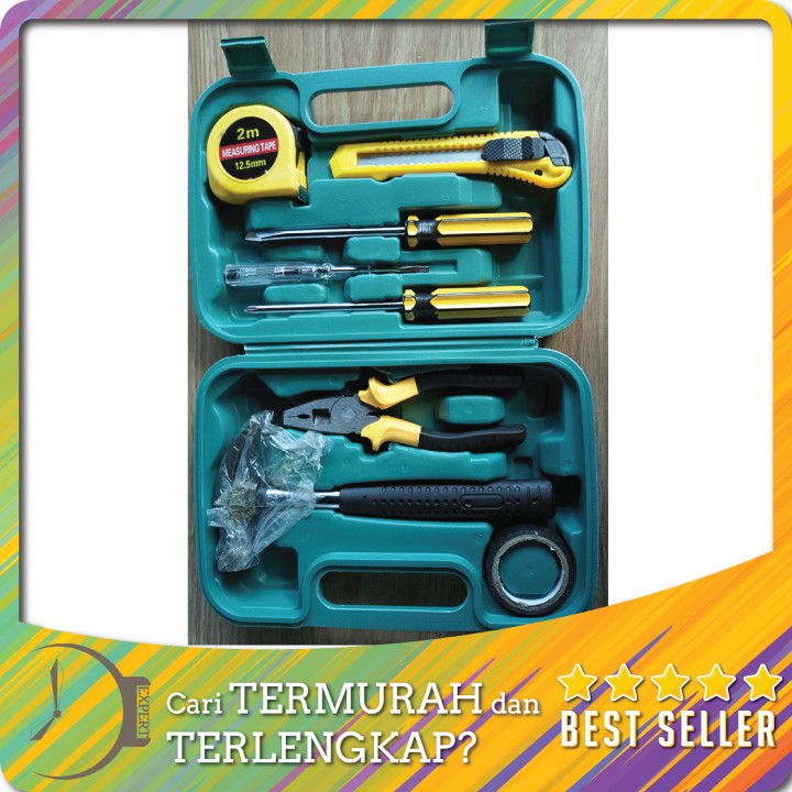 TERLARIS Alat Set Perkakas Palu Tang Obeng Cutter Meteran 8 in 1 OnnFang PE-HD1