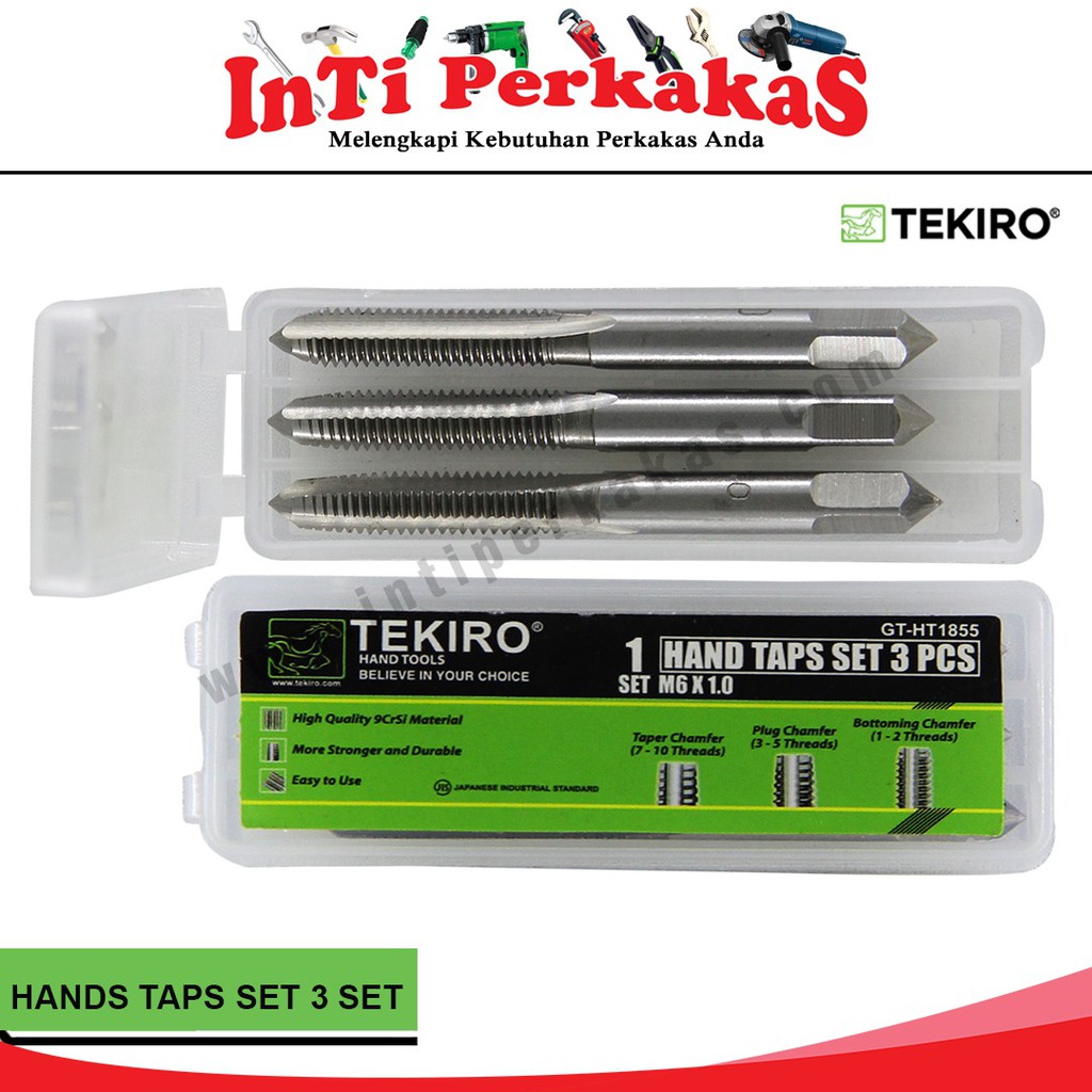 TEKIRO HAND TAPS SET 3 PCS M6 X 1.0 MM /  HAND TAP / TOOLS - ALAT PERKAKAS