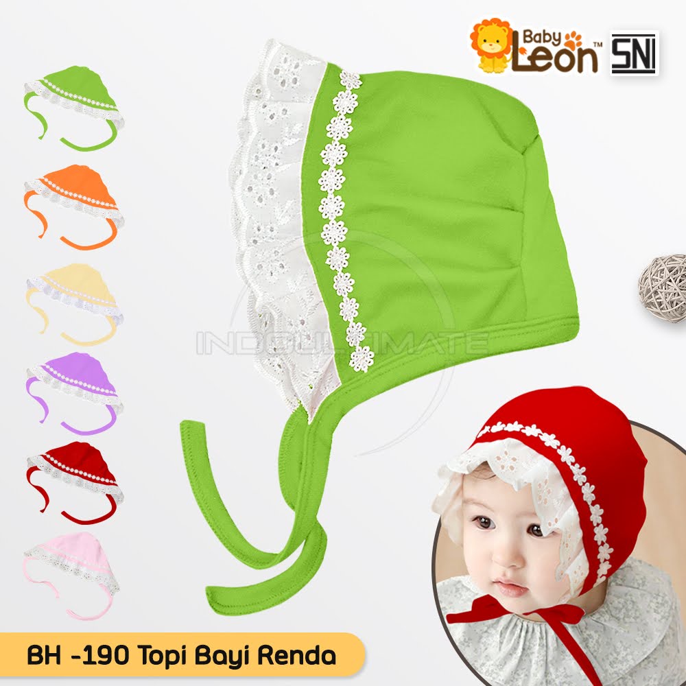 (0-6 Bulan) Topi Bayi Baru Lahir Topi Anak Bayi Perempuan Topi Renda Penutup Kepala Bayi BH-190-LIGHT GREEN
