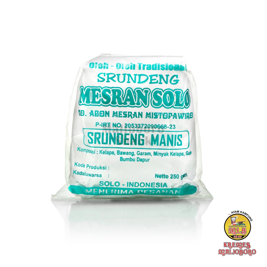 

Serundeng Mesran Srundeng Kelapa Manis Mesran Solo 250gr Asli Original Oleh Oleh Khas Solo