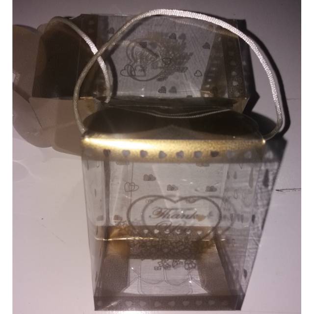 

Kotak mika motif ada tulisan thank you 6.3 x 5 x 8