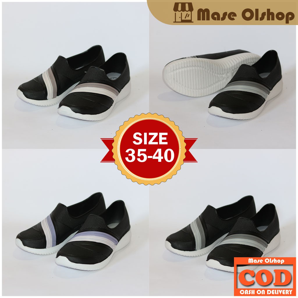 Sepatu Karet Sepatu Slip On Wanita ATT SWL 482 Hitam