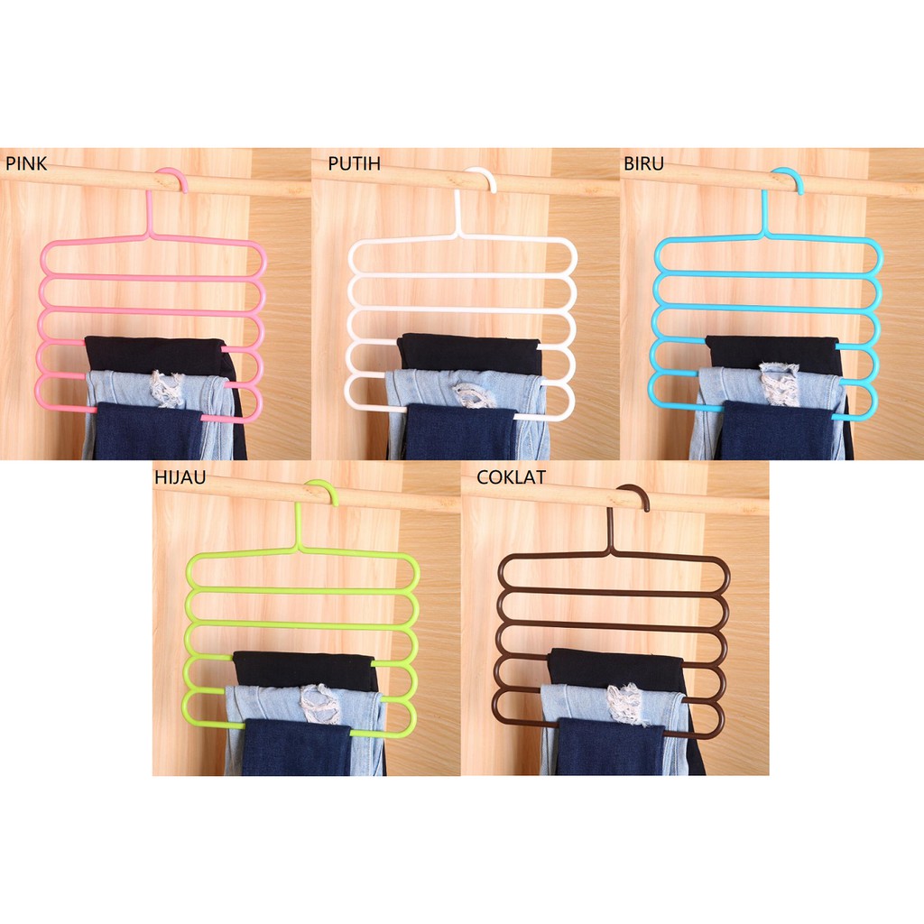 ELFYDO HL0048 Hanger Pakaian 5 Tingkat Gantungan Jilbab 5 In 1 Magic Hanger Instan