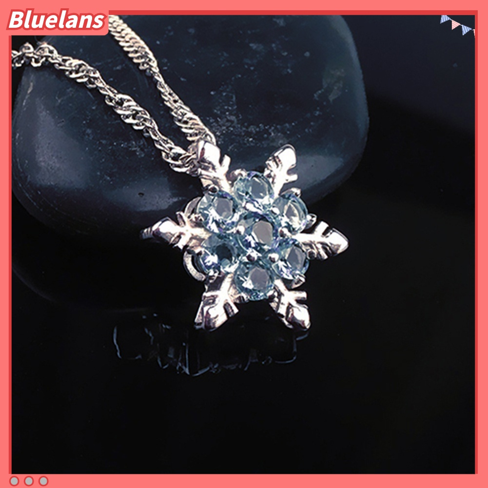 Bluelans Kalung Choker Rantai Pendek Dengan Liontin Snowflake Aksen Berlian Imitasi Untuk Wanita