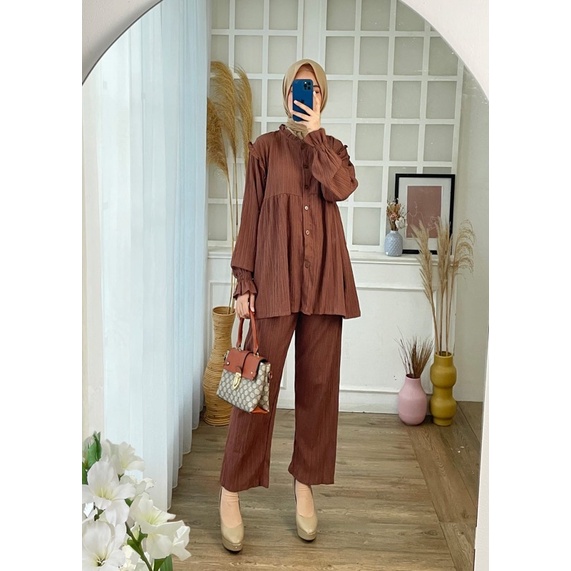 BRIANA LADYCRUSH SETCEL STELAN CRINKLE JUMBO XXL MURAH KANCING OOTD GROSIR