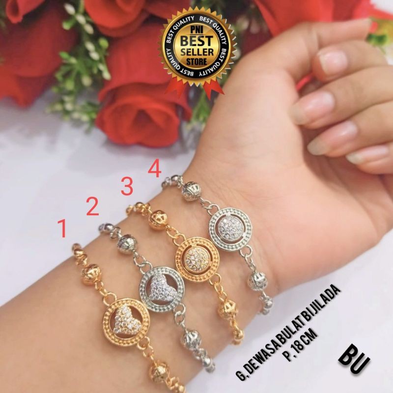 Fifi Fashion Gelang Tangan Dewasa Biji Lada Kerancang Kombinasi Model Perhiasan Lapis emas 19#