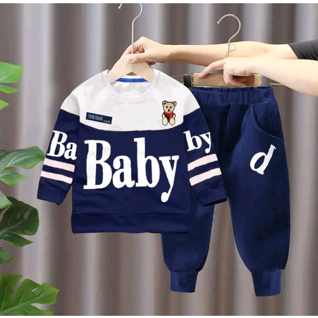 promo-setelan sweater bayi anak motif baby panda bear size 1-5 tahun bahan babyterry premium best quality terbaru termurah/ setelan sweater bayi anak laki-laki/ setelan sweater bayi anak perempuan/ setelan sweater bayi anak cowo/ sweater anak cewe