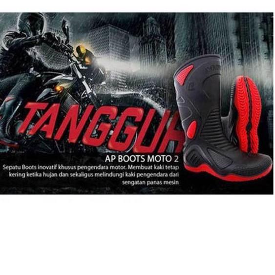 AP MOTO 2 - SEPATU AP BOOTS MOTO 2 - AP BOOTS MOTO 2 BLACK RED 38-45 - SEPATU BOOT SEPATU BIKERS
