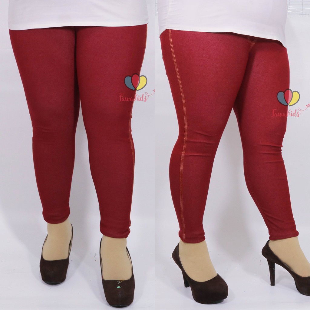 Jegging Jeans JUMBO Tanpa Kantong / fit to XXL Stretch Big Size Celana Legging Panjang Polos Wanita