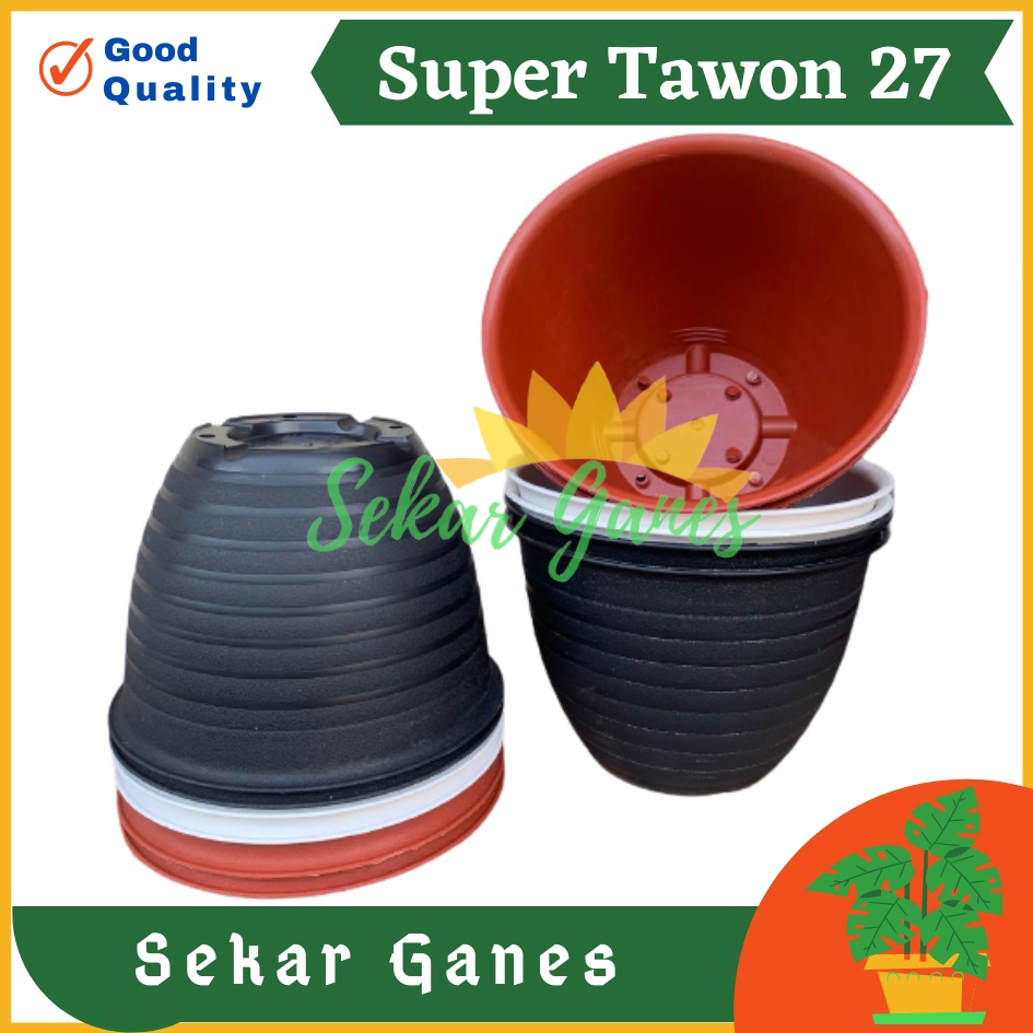 Pot Super Tawon 27 Cm Putih Hitam Merah BataTerracota Terracotta Merah Coklat By Garden Of Love Tawon Pot 27CM - Bukan Pot Tawon Madu Jet Gusi 30 32CM