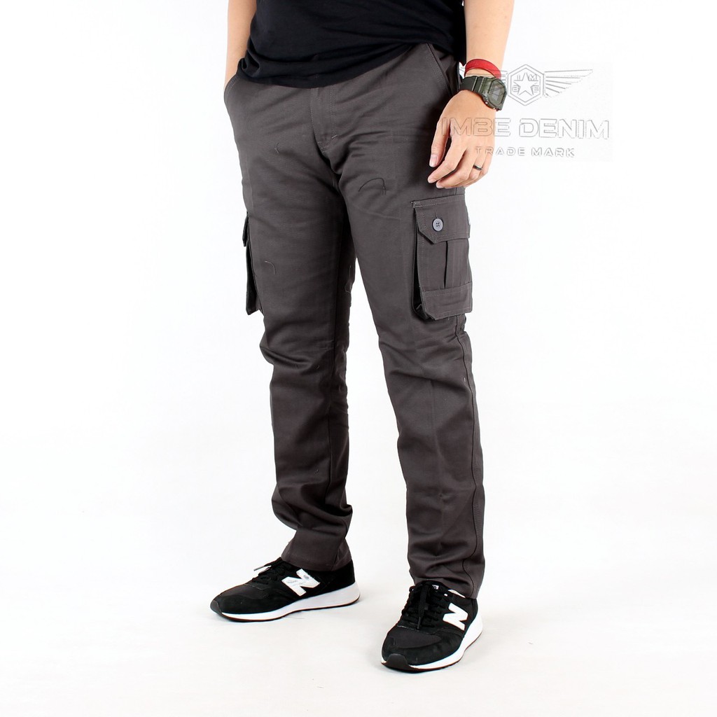 Celana Cargo Panjang Pria Pants IMBE Original Long Cargo Non Strech Bahan Full Cotton