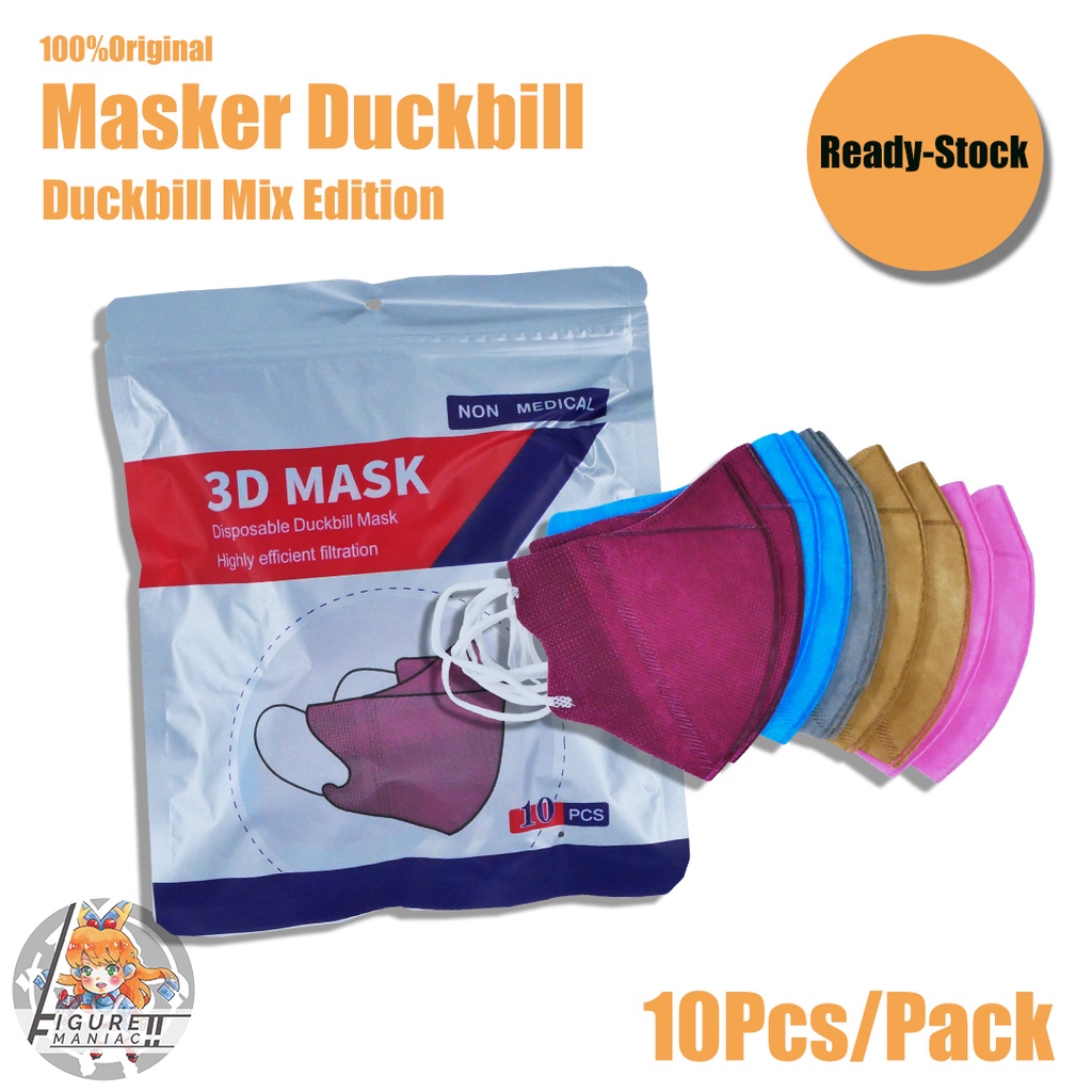 Figure Maniac - Masker Duckbill Mix Warna Perpack isi 10 Bundling 5 pack