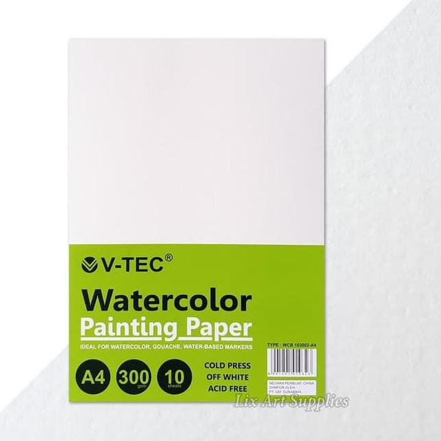 

Super Promo..>.617MN V-TEC A4 Water Colour Paper 300gsm - 10 Sheets Cold Pressed