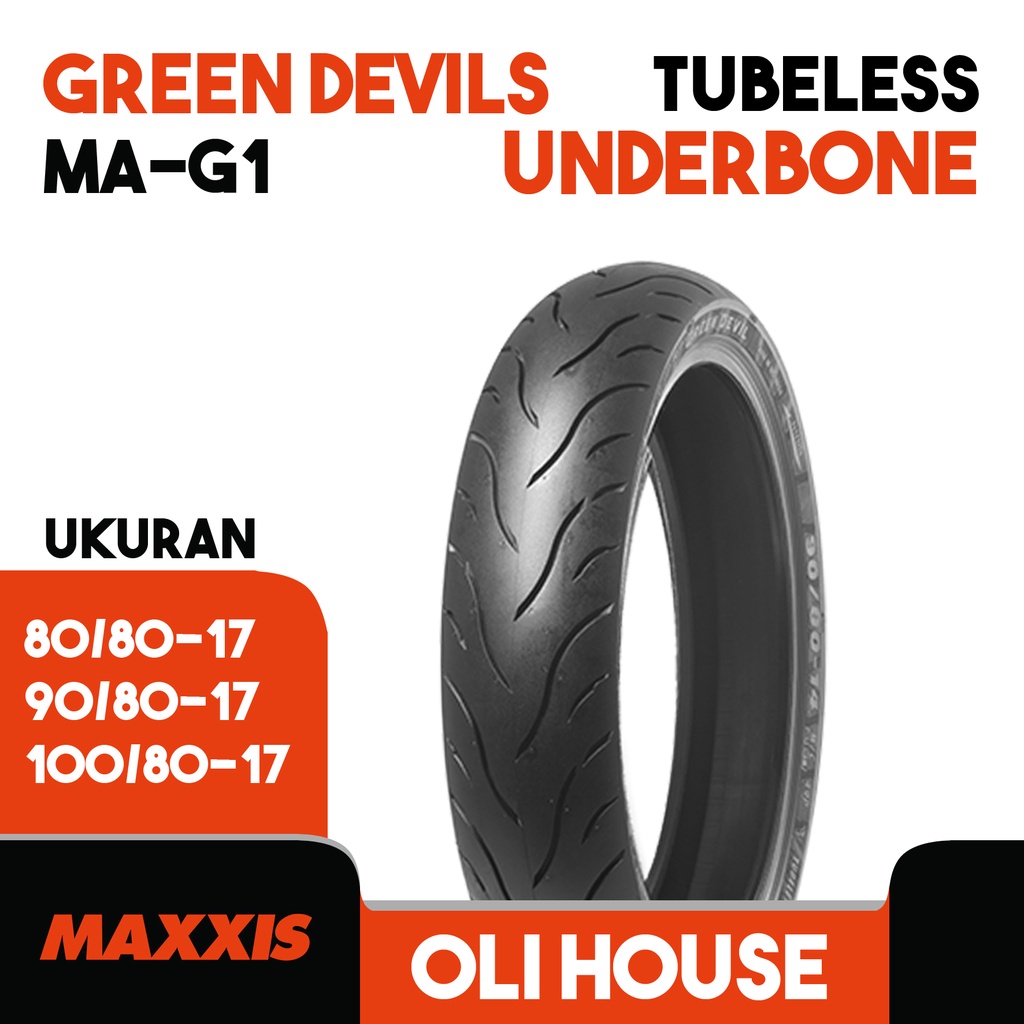 Ban Luar Motor Tubeless MAXXIS GREEN DEVIL MA-G1 Ring 17 Ukuran 80/80 90/80 100/80