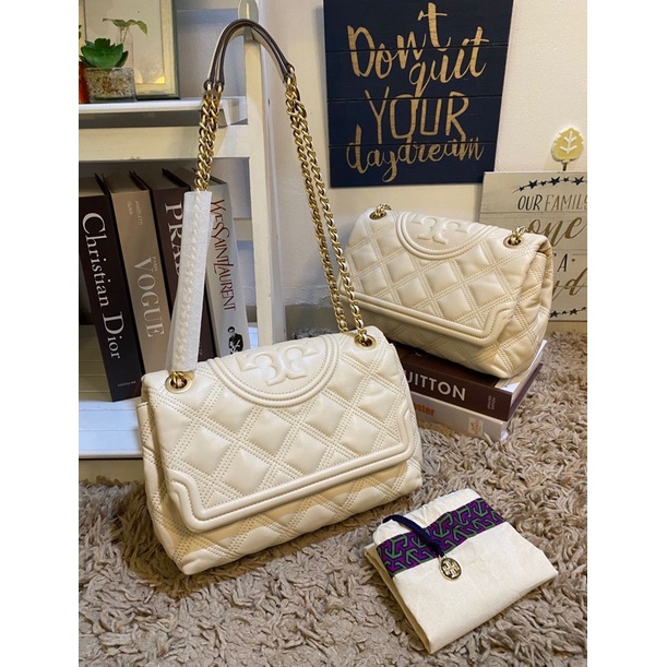 Tory Burch Fleming Soft Convertible Medium Shoulder Bag New Cream