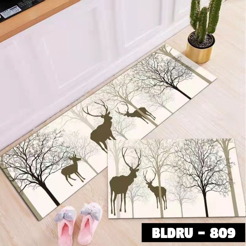 FLEUR-ID - 1 SET PREMIUM BLUDRU (40*60 CM & 40*120 CM) KESET DAPUR LEMBUT ANTI SLIP-BLDRU - 809