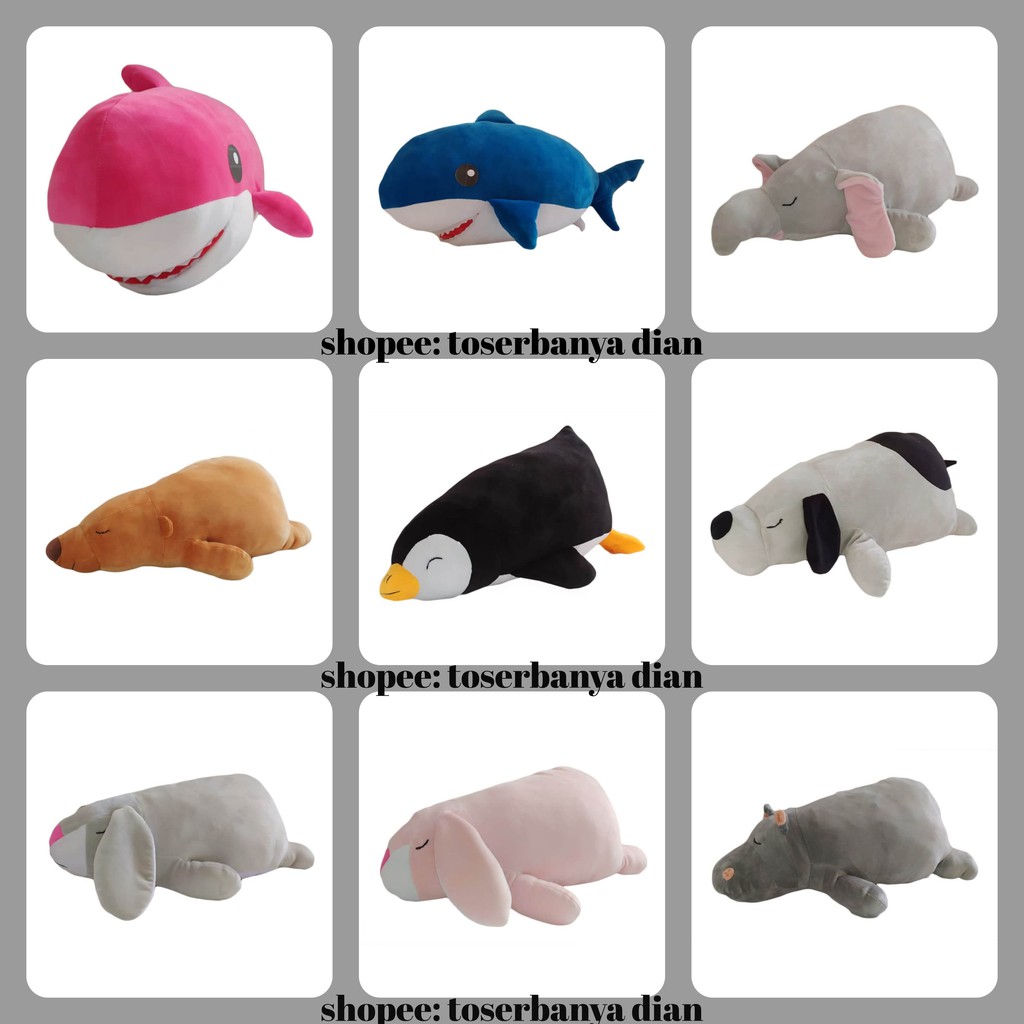 D'KING BEAR Cushion Bantal Boneka Bentuk Binatang Animals Anjing Pinguin baby Shark Bunny Hippo Gaja