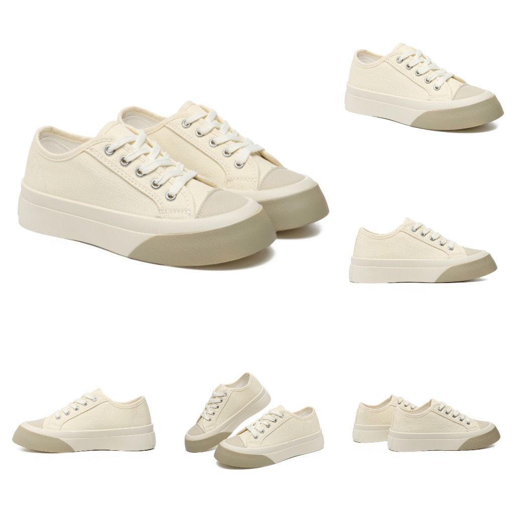 ✌️ Veshop ✌️ S006 Sepatu Old School Premium Sneakers Wanita Korea Import Fashion Sport Olah Raga Jogging Gym-Cream