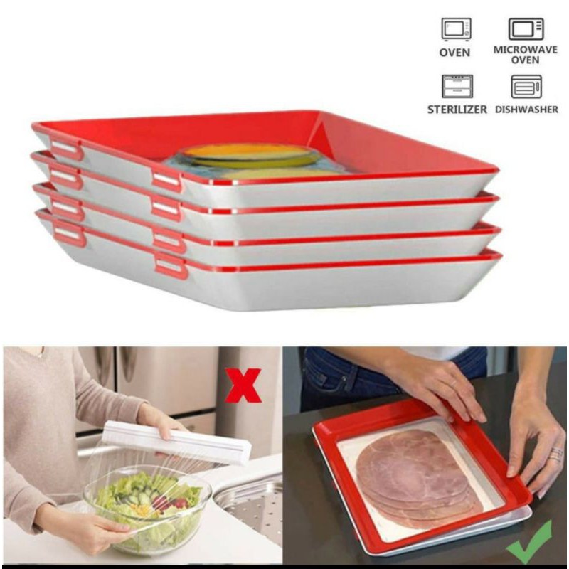 wadah tempat makanan silikon / vakum tray keep food fresh longer