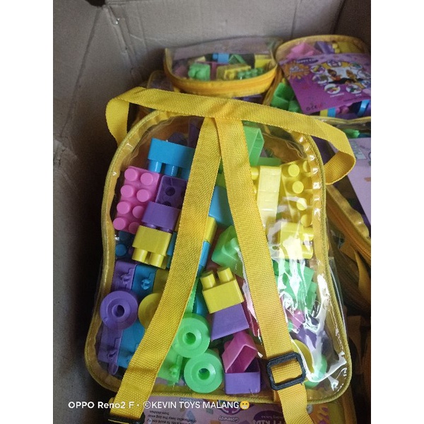 HJ 3836 B mainan anak edukasi block ISI 65 pcs  happy kids  / happy kids building / mainan balok