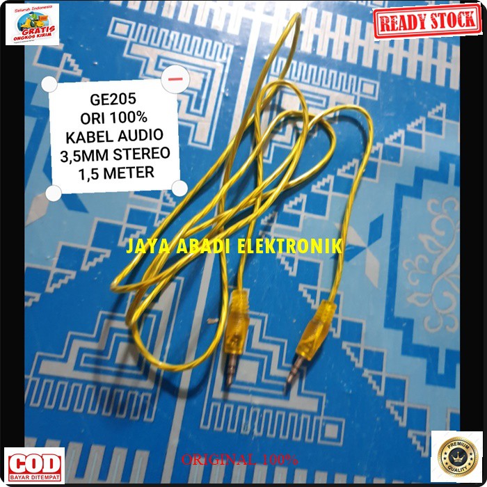 G205 ORIGINAL kabel aux audio hp handphone dual 3.5mm sound system stereo jek jack sambungan elektronik speaker spk musik mp3 suara laptop DLL multifungsi universal original G205  1,5 meter / 150 cm  KABEL 3.5MM KE 3.5MM  Bisa segala JENIS HP  Penyambunga