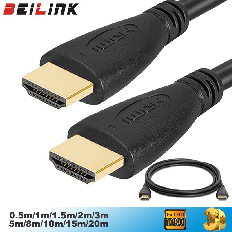 Grab Medan Kabel HDMI 1.4 1080P 3D BEILINK 1M TV Black