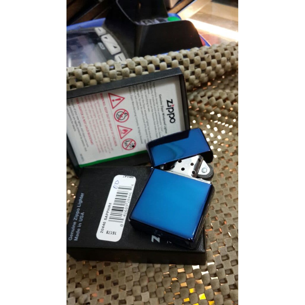 terbaru KOREK API ZIPPO SAPHIRE ORIGINAL BLUE ICE ( FREE GRAFIR NAMA )