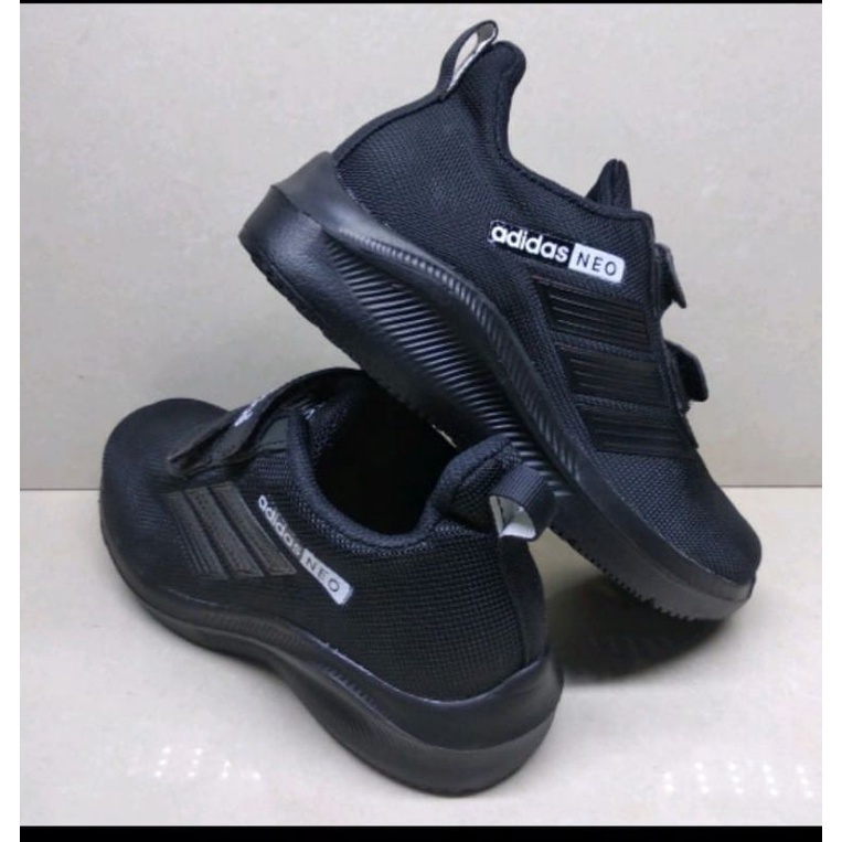 sepatu sneakers sekolah hitam polos anak perempuan laki laki tk sd size 33-37