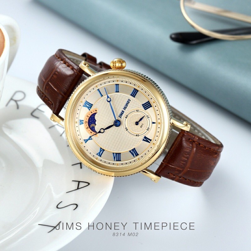 Jam Tangan Analog Branded Jimshoney 8314 Original Watch Unisex / Jam Tangan Mewah bahan Kulit Klasik