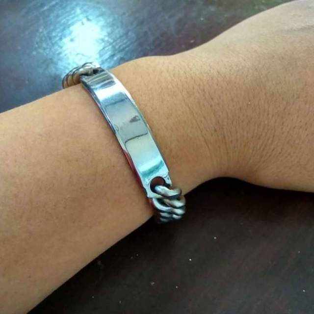 GELANG PRIA RANTAI PLAT MONEL STAINLESS STEEL