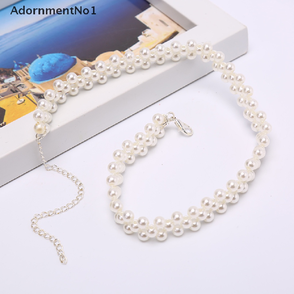 (AdornmentNo1) Kalung Choker Gaya Etnik Bohemia Aksen Mutiara Imitasi Untuk Perhiasan Wanita