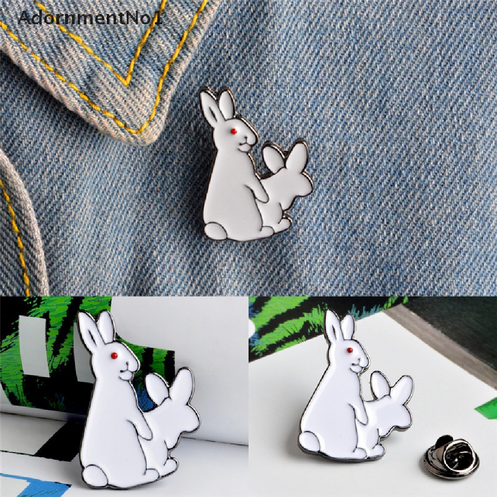 (AdornmentNo1) Bros / Pin Motif Kartun Kelinci Putih / Evil Untuk Aksesoris Pakaian / Jeans Wanita