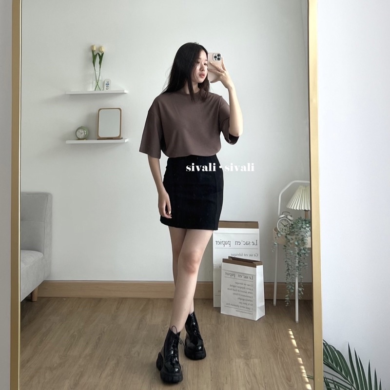 SIVALI Oversize Basic Tee | Oversized Korea T-Shirt with Slit - Kaos Polos Unisex Premium 5300