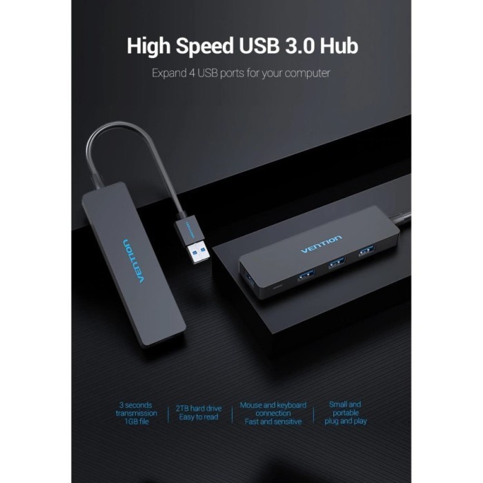 Vention CHL CHLBB USB Hub 4 Port USB 3.0 High Speed with Micro Power