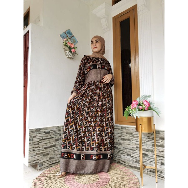 Raisa dress / Gamis rayon motif / Gamis kondangan /Larossa official