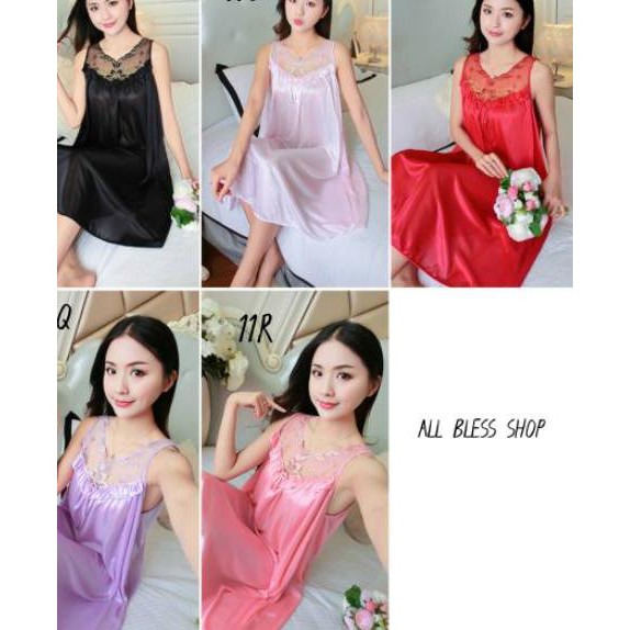 DNA 1169 Daster Jumbo sexy LACE FLOWER baju tidur !!