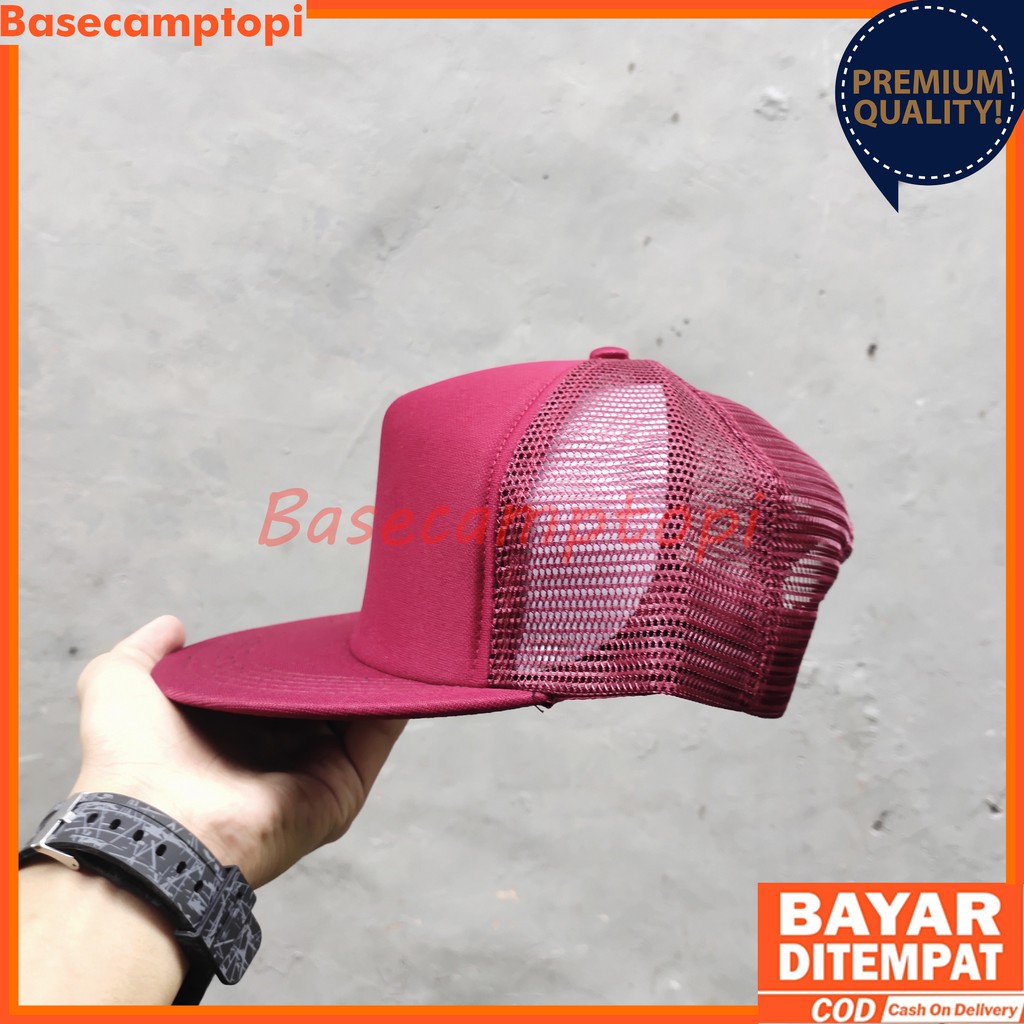 Topi Snapback Trucker Jaring Polos Pria Wanita