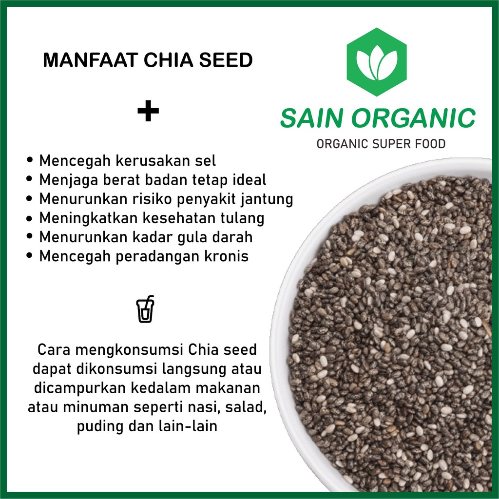 Chia Seed Organic Mexico untuk Diet Freshly Black Cia Seed Organik fresly Biji Chia Seeds