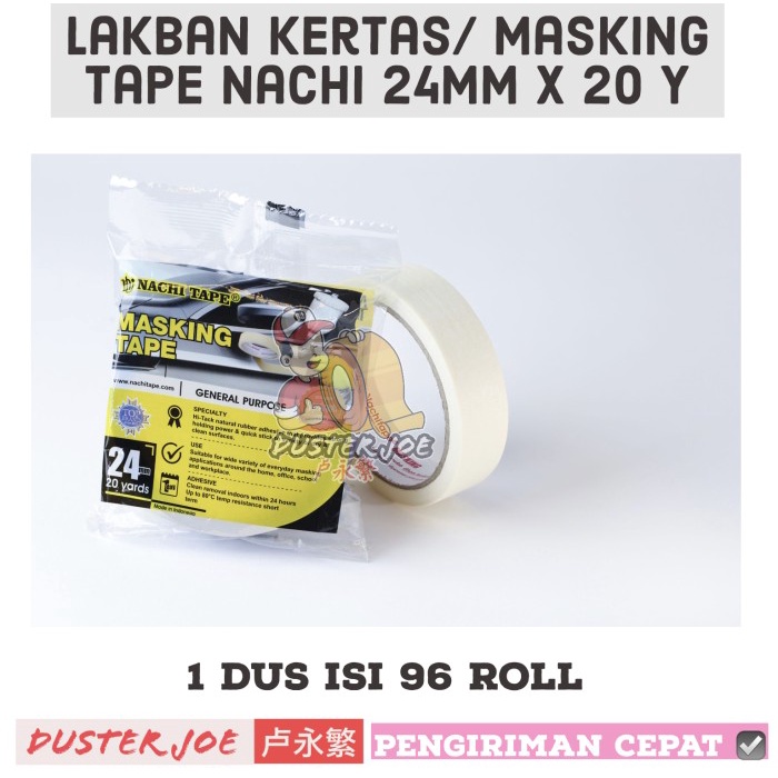 

PEREKAT-PENGIKAT- MASKING TAPE NACHI 24MM X 20 Y KHUSUS PEMBELIAN PER DUS /LAKBAN KERTAS -PENGIKAT-