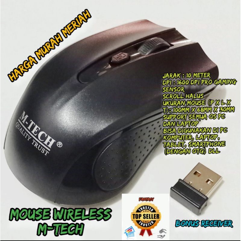 MOUSE WIRELESS MTECH MURAH MERIAH KUALITAS TERJAMIN