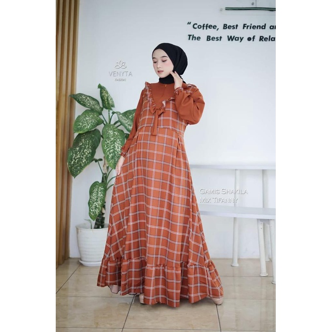 Dress + BLEZZER blaze blezer RANITIA kotak kotak MUSLIM FASHION WANITA BAJU SYAR'I HIJAB