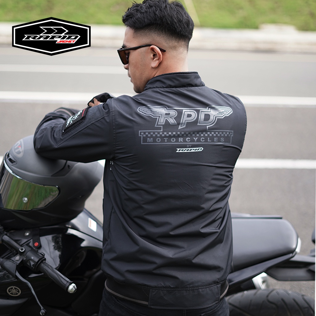 Jaket BOMBER pria original RAPID TOPGUN terbaru unik dengan badge bordir yang bisa dilepas pasang jacket motor bomber keren