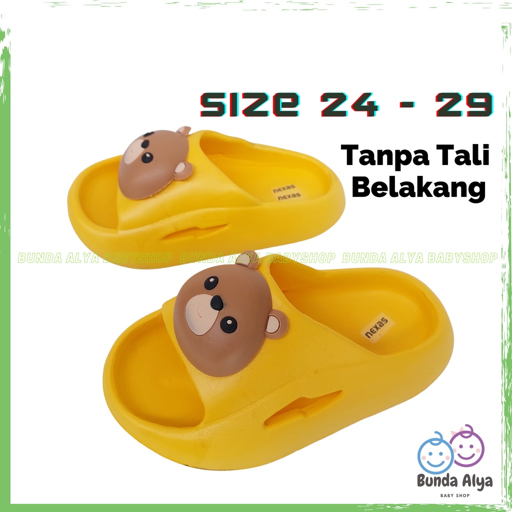 Sendal Anak Laki Laki Usia 6 Tahunan BEAR KUNING Karet Anti Licin - Sendal Anak Cowok Model Tali Belakang Motif Kartun Lucu Karet Anti Licin Size 18-29