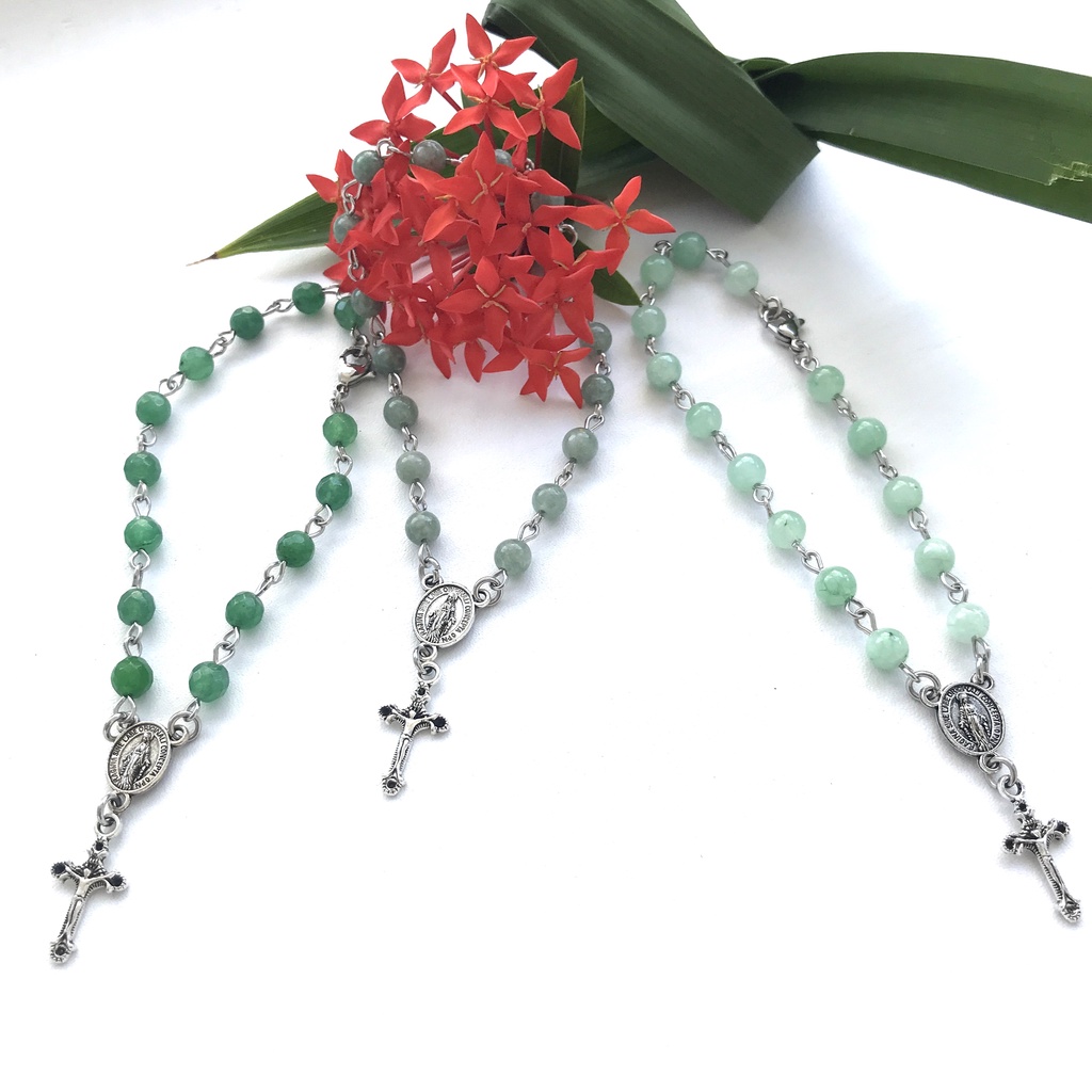 Gelang rosario Batu Giok/Rosario Gelang Batu Alam/Rosario Makassar/Gelang Batu Alam Wanita/Gelang Ka