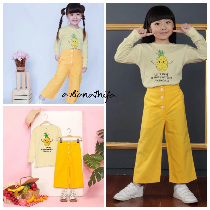 (BISA COD) Baju Setelan Set Kulot Girly Anak Perempuan sz 2-10 th by Jovanka. Id - F, 2