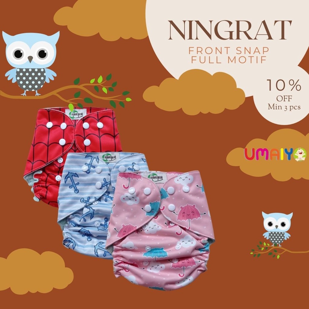 Ningrat Front snap (belum termasuk insert) Popok Kain Bayi Cuci Ulang Type Pocket Clodi Newborn Belum Termasuk Insert