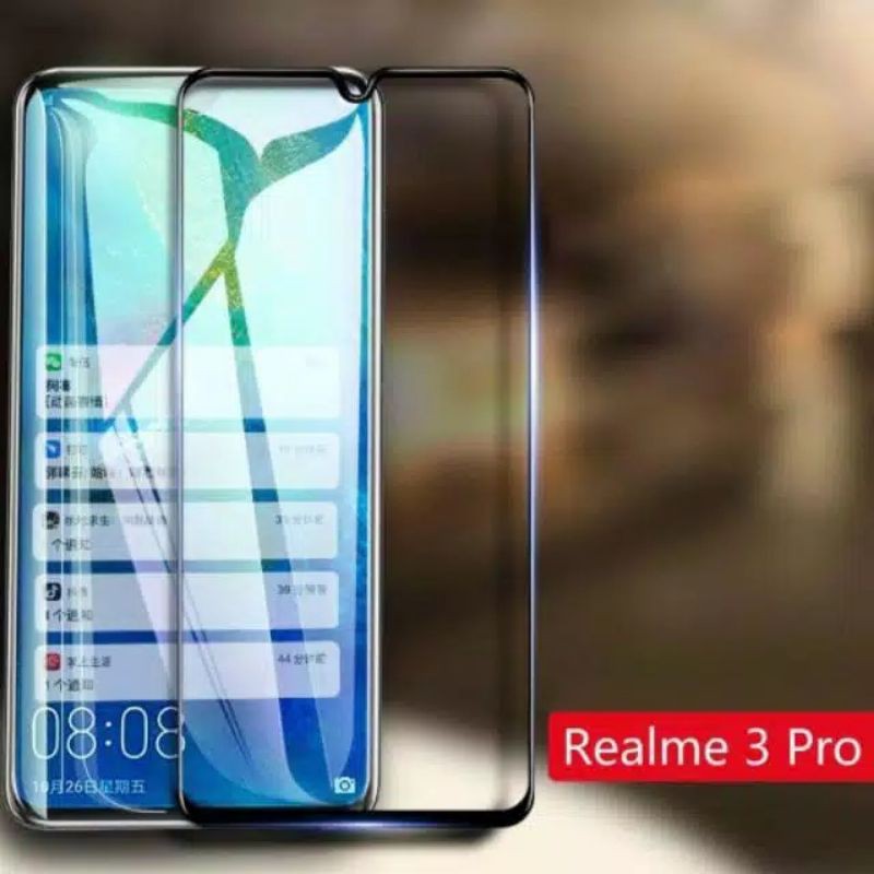 Tempered glass realme 3 pro full screen Temper Glass/Anti Gores/Tg Full Screen