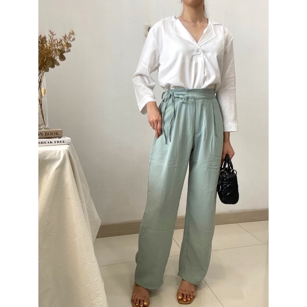 KIRANA Celana Highwaist Loose Pants Casual / Celana Kantor Wanita Formal / Kulot Wanita Pita P8